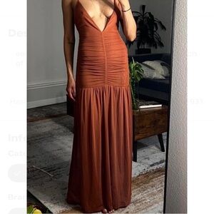 selling GREEN***Ruched Maxi Dress - V-Neck